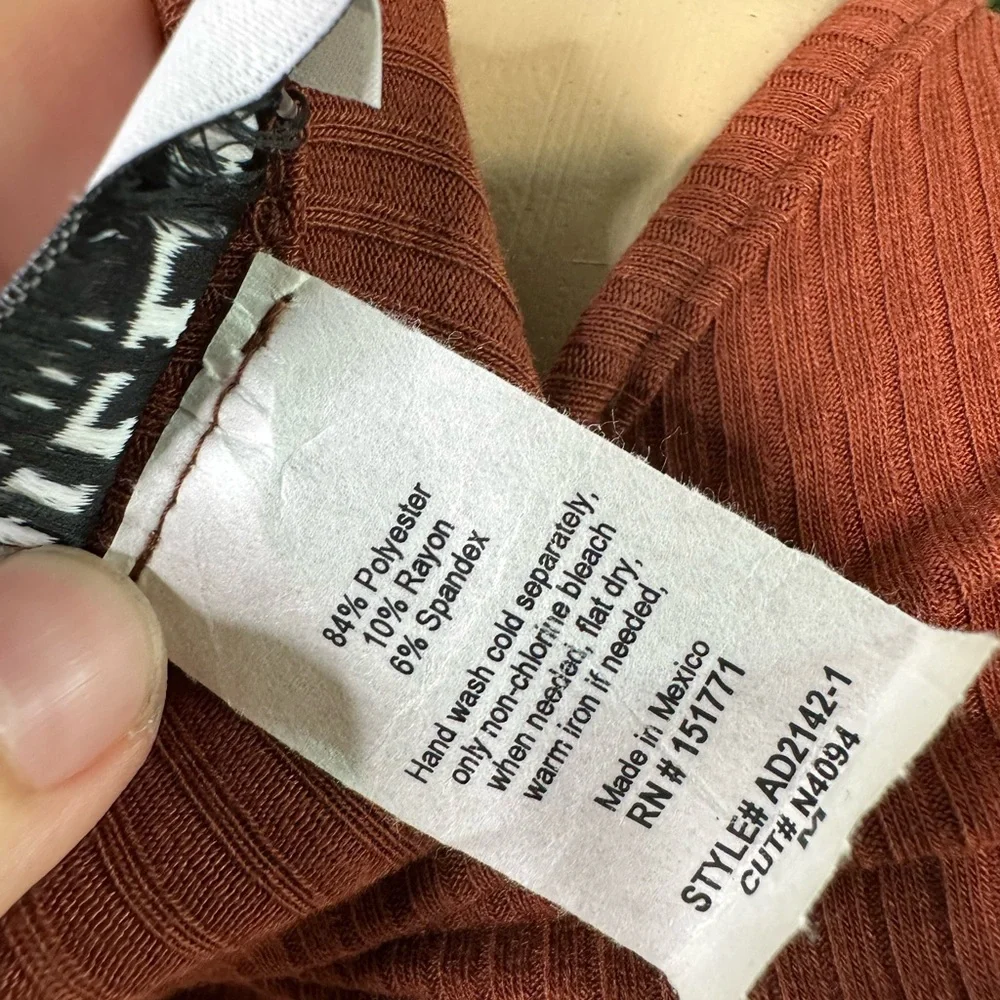 Nwt Chocolate brown ribbed asymmetrical faux‎  Dress